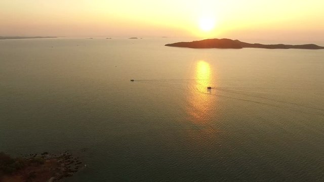 aerial view of sun rising sky samed island national park thailand