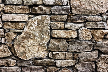 Background texture of a wall built of stone, toned photo