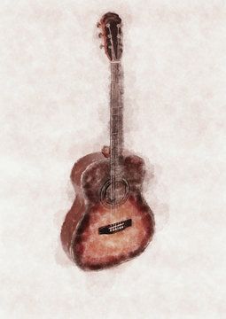 Classical guitar.Guitar drawing.