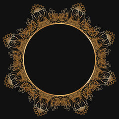 Round floral border frame silhouettes. Can be used for decoration and design photo frame, menu, card, scrapbook, album. Vector Illustration.