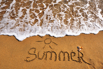 Summer sign on the beach