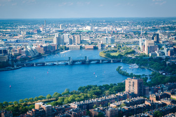 View of the Charles River and Longfellow Bridge, in Boston, Mass