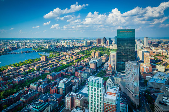 View of modern buildings in Back Bay, in Boston, Massachusetts.