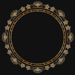 Round floral border frame silhouettes. Can be used for decoration and design photo frame, menu, card, scrapbook, album. Vector Illustration.