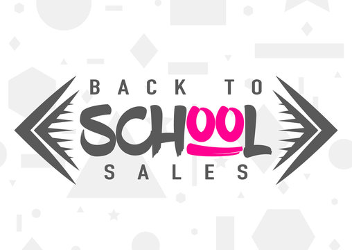 Vector illustration of back to school greeting card with typography element on seamless geometric background