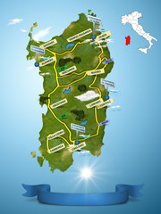 Mappa Sardegna Cartoon Style (Italia) © LaCozza