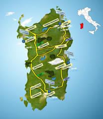 Mappa Sardegna Cartoon Style (Italia) © LaCozza