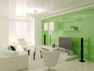 Obraz na płótnie Canvas Modern style living room with comfortable furniture.