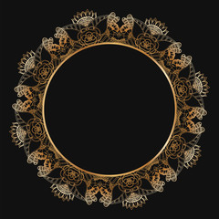Round floral border frame silhouettes. Can be used for decoration and design photo frame, menu, card, scrapbook, album. Vector Illustration.