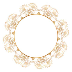 Round floral border frame silhouettes. Can be used for decoration and design photo frame, menu, card, scrapbook, album. Vector Illustration.