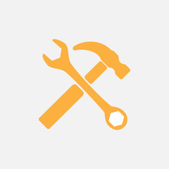 Service symbol. Hammer with wrench sign icon, vector illustration. Flat design style