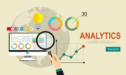 Analytics Information and Development Website Statistic. Concepts for web banners, printed and promotional materials