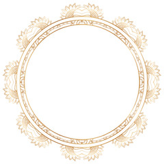 Round floral border frame silhouettes. Can be used for decoration and design photo frame, menu, card, scrapbook, album. Vector Illustration.