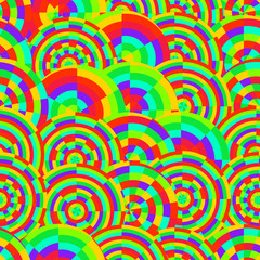 abstract vector rainbow colored circles seamless pattern