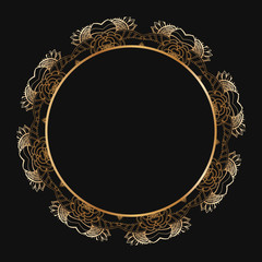 Round floral border frame silhouettes. Can be used for decoration and design photo frame, menu, card, scrapbook, album. Vector Illustration.