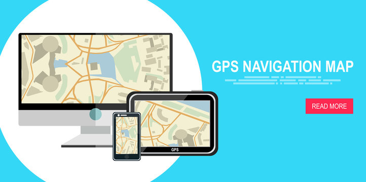 GPS map on display of modern digital devices