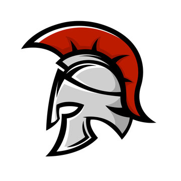 Spartan warrior helmet. Sports team emblem template.