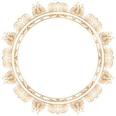 Round floral border frame silhouettes. Can be used for decoration and design photo frame, menu, card, scrapbook, album. Vector Illustration.