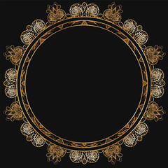 Round floral border frame silhouettes. Can be used for decoration and design photo frame, menu, card, scrapbook, album. Vector Illustration.