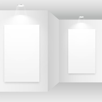 empty white room with picture frame