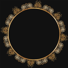 Round floral border frame silhouettes. Can be used for decoration and design photo frame, menu, card, scrapbook, album. Vector Illustration.