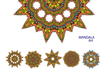 Naklejka premium Set of colorful mandalas. Decorative round ornaments.