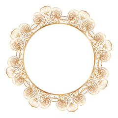 Round floral border frame silhouettes. Can be used for decoration and design photo frame, menu, card, scrapbook, album. Vector Illustration.