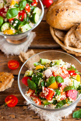 tabbouleh salad with vegetables and couscous
