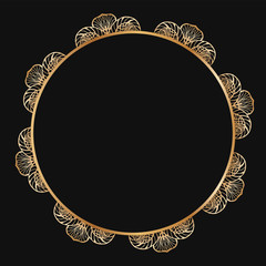 Round floral border frame silhouettes. Can be used for decoration and design photo frame, menu, card, scrapbook, album. Vector Illustration.