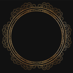 Vector gold floral frame silhouettes.