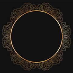 Vector gold floral frame silhouettes.