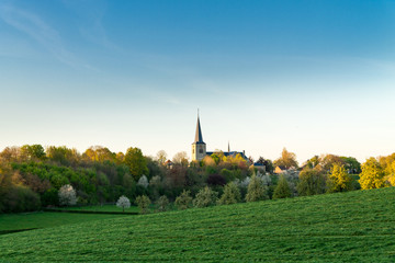 Parish in the evening sun.
Fresh green colors of spring.