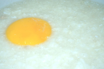 Rice porridge and yolk, no vegetable.