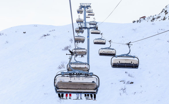 Ski lift.  Ski resort Meribel. France