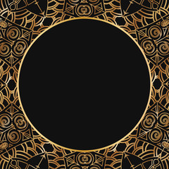 Vector gold floral frame silhouettes.