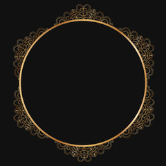 Vector gold floral frame silhouettes.