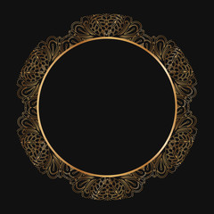 Vector gold floral frame silhouettes.