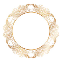 Round lace border frame silhouettes. Can be used for decoration and design photo frame, menu, card, scrapbook, album. Vector Illustration.