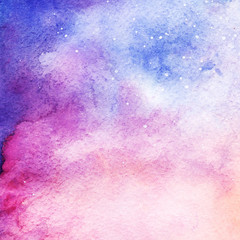 Watercolor colorful starry space galaxy nebula background