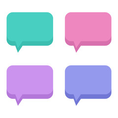 Colorful flat design empty speech bubbles set, collection isolated on white background.