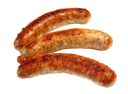 grilled sausages isolate on a white background
