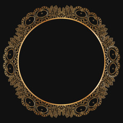Round lace border frame silhouettes. Can be used for decoration and design photo frame, menu, card, scrapbook, album. Vector Illustration.