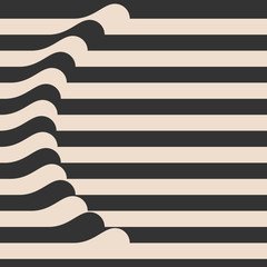 Waved Stripes. Vintage Style Background. Cover Template. Vector.