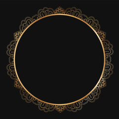 Round lace border frame silhouettes. Can be used for decoration and design photo frame, menu, card, scrapbook, album. Vector Illustration.