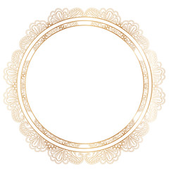 Round lace border frame silhouettes. Can be used for decoration and design photo frame, menu, card, scrapbook, album. Vector Illustration.