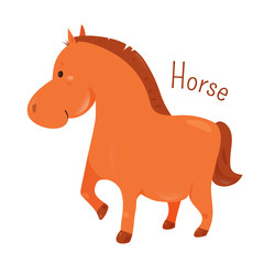 Horse. Domestic pets. Sticker for kids.