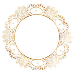 Round lace border frame silhouettes. Can be used for decoration and design photo frame, menu, card, scrapbook, album. Vector Illustration.