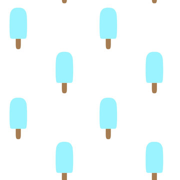 Blue ice cream popsicle pattern seamless vector