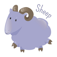 Sheep isolated. Sticker for kids. Child fun icon.