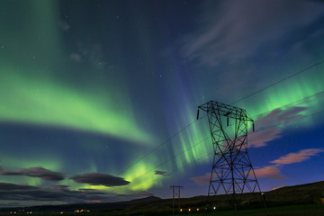 Northern lights (Aurora borealis) over the Iceland